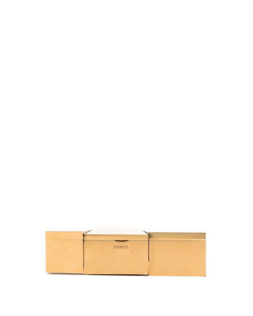 Khaite Natural -toned Metal Box Clutch Bag - Women's - Brass