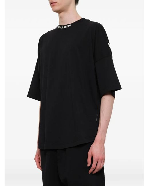 Palm Angels Black Logo Cotton T-Shirt for men