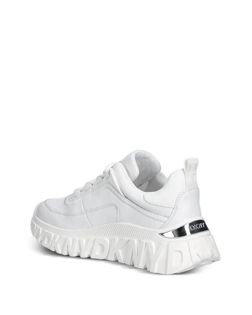 DKNY White Logo-Embossed Sneakers