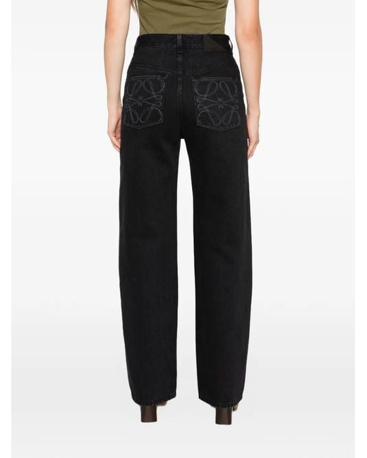 Loewe Black Anagram-Embroidered Jeans