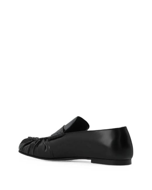 Alohas Black Aven Ruched Leather Loafers for men