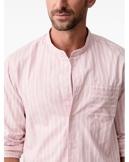 Benetton Pink Striped Band-Collar Shirt for men