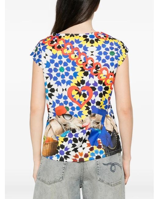 The Artistylist Blue T-Shirt À Panda Imprimé