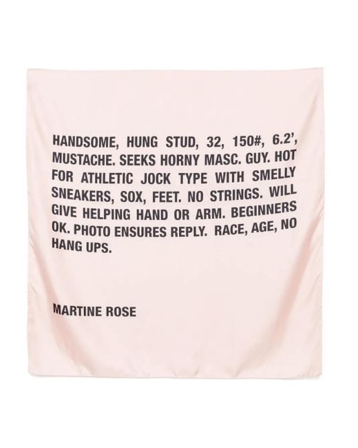 メンズ Martine Rose Text-print Silk Scarf Pink