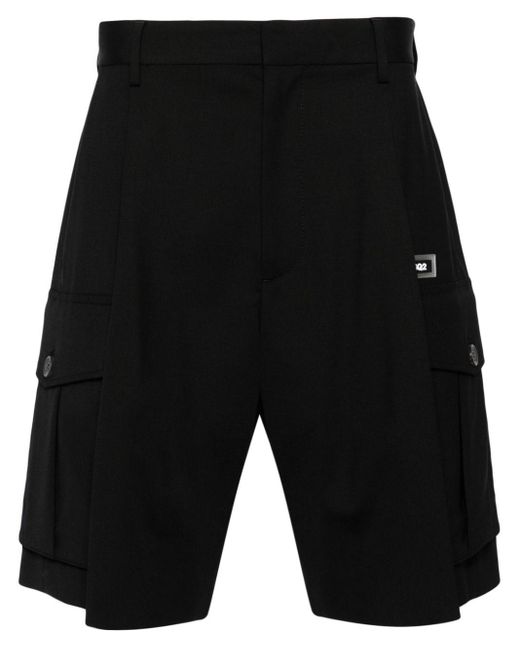 DSquared² Geplooide Cargo Shorts Van Scheerwol in het Black voor heren