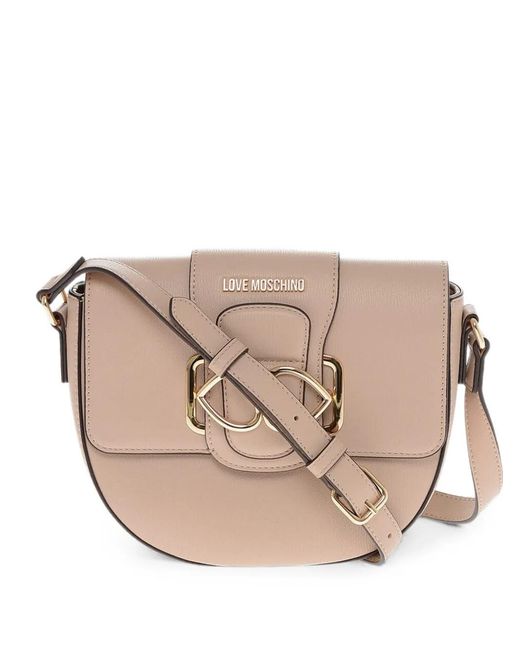 Love Moschino Natural Heart-Buckle Crossbody Bag