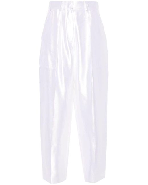 Giorgio Armani White Satin Tapered Trousers