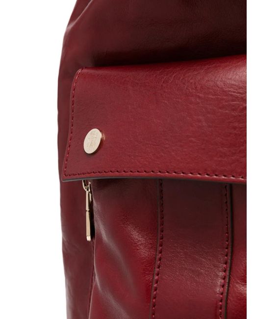 Brunello Cucinelli Red Leather Flap-Top Backpack for men