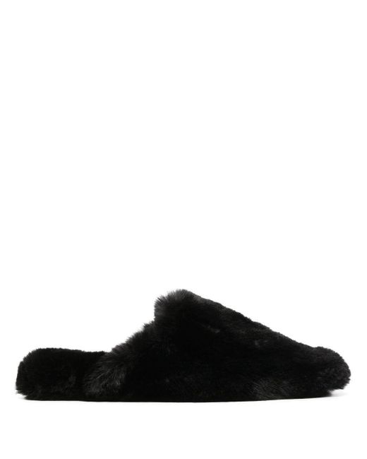 Balenciaga Black Teddy Faux-shearling Slippers