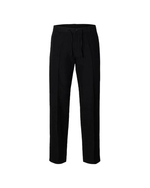 SELECTED Black 196 Belt-Loops Trousers for men