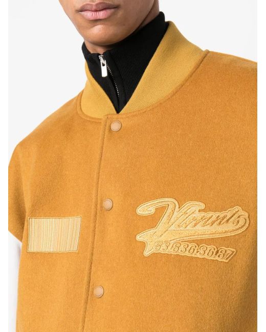 VTMNTS Orange College Varsity Bomber Jacket for men