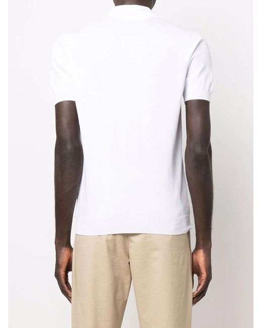 Fileria White Ribbed-Trim Cotton Polo Shirt for men