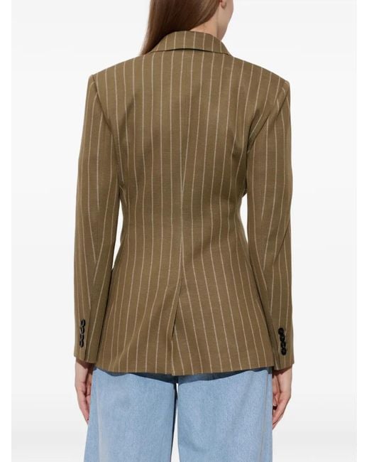 Max Mara Green Pinstripe Double-Breasted Jacket