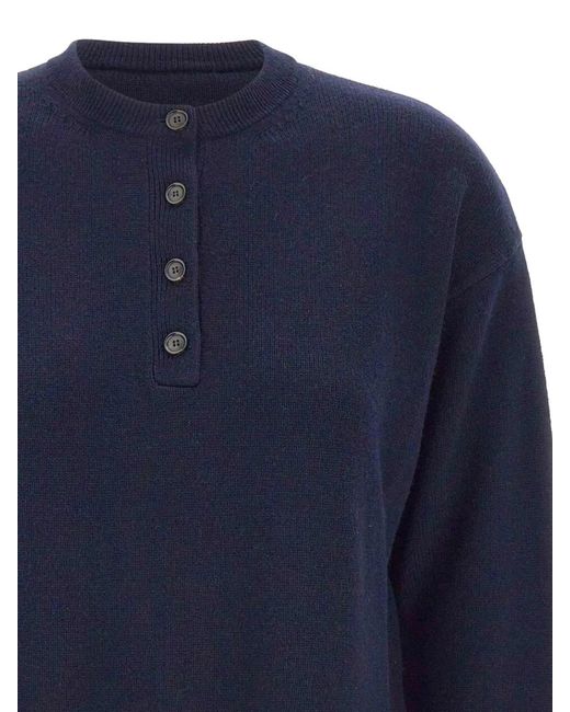 Max Mara Blue London Half-Buttoned Sweater