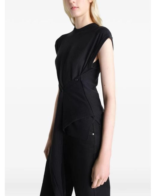 Lemaire Black Sleeveless Buttoned Top