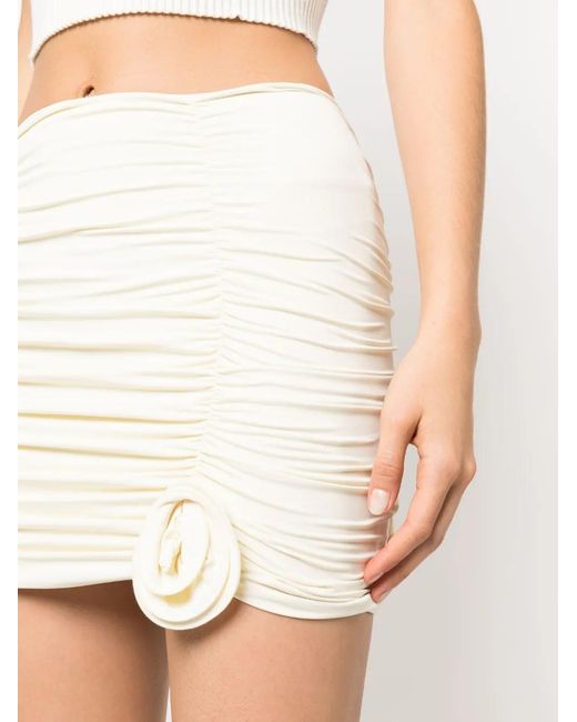 LaRevêche Natural Lillibet Floral-Appliqué Ruched Miniskirt