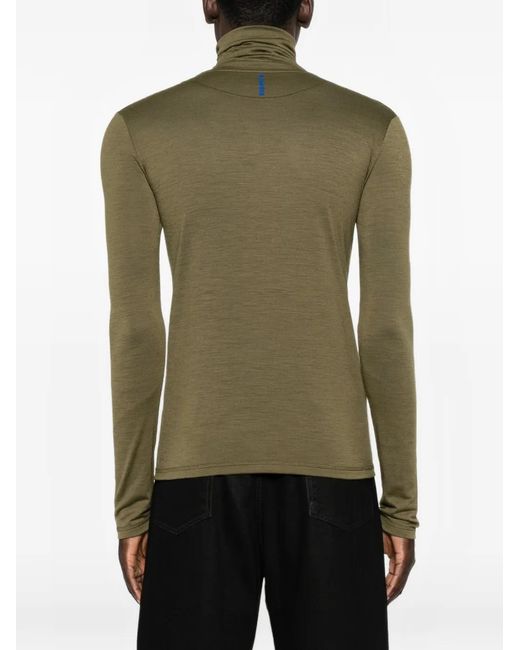 Jil Sander Green Zip-Neck Long-Sleeve T-Shirt for men