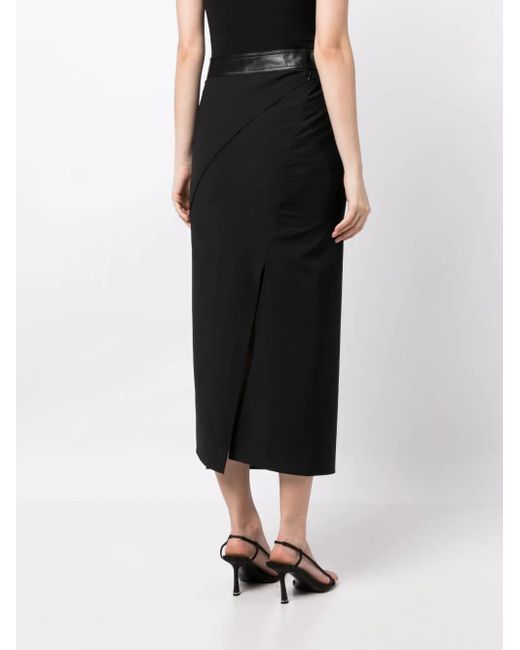 Helmut Lang Black Panelled Midi Skirt