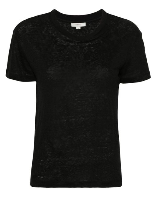 Vince Black Short-sleeve Linen T-shirt