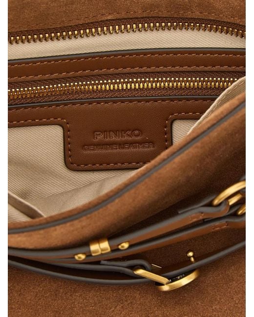 Pinko Brown Suede Shoulder Bag