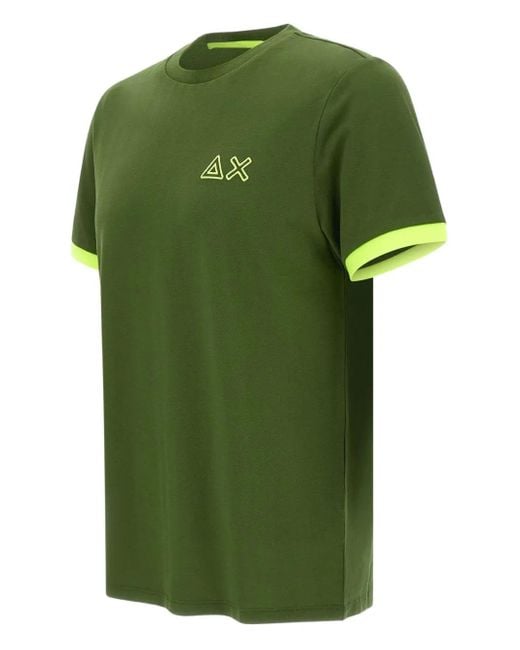 Sun 68 Green Contrast-Trim T-Shirt for men
