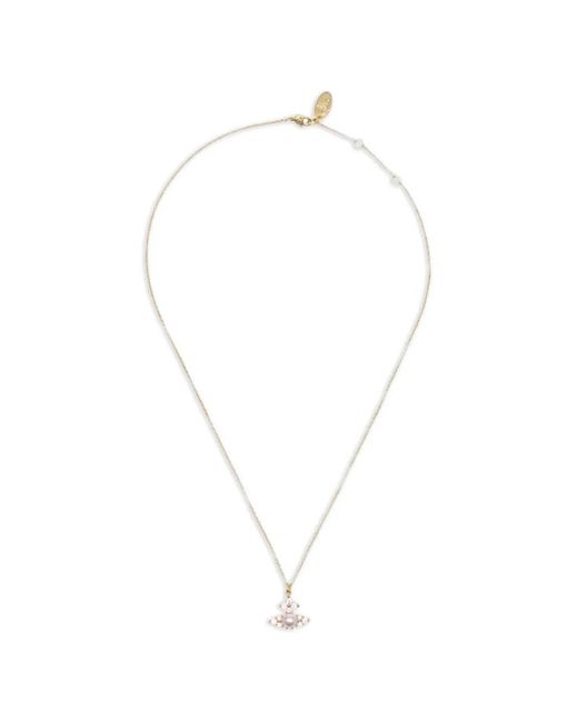 Vivienne Westwood White Feodora Orb-Pendant Necklace
