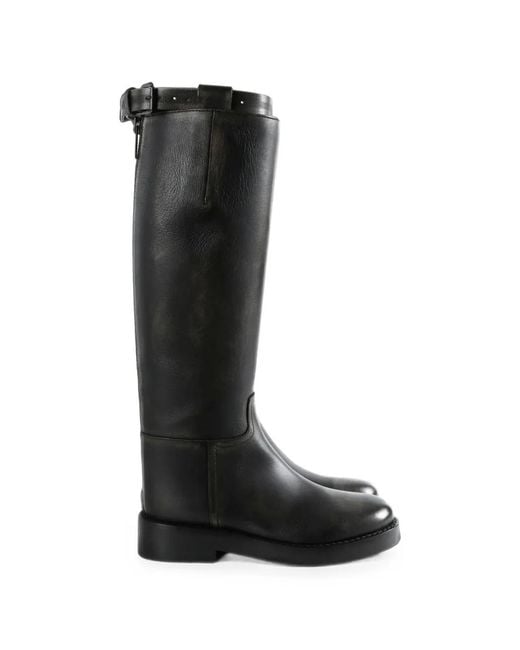 Ann Demeulemeester Black Buckled Knee-High Boots