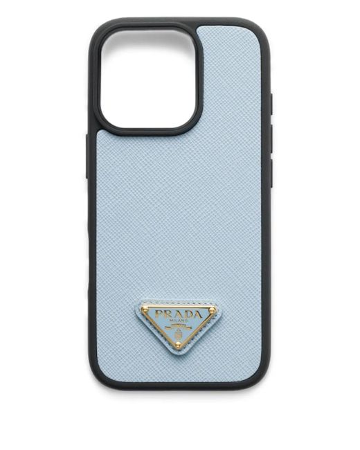 Prada Blue Saffiano Leather Iphone 16 Pro Case