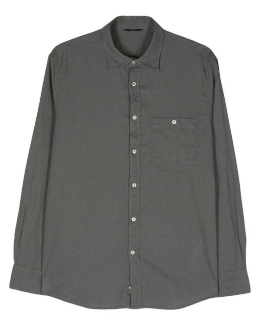 7 For All Mankind Gray Classic-collar Long-sleeve Shirt for men