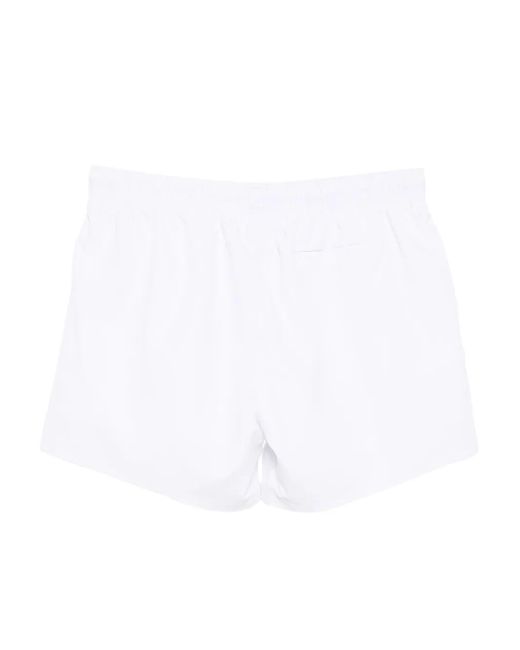 HUGO White Logo-Patched Swim Shorts for men