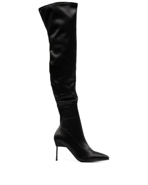 Kurt Geiger Barbican Satin Thighhigh Boots in Black Lyst Australia