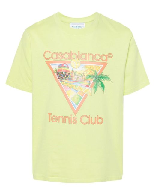 Casablancabrand Yellow Cubism Tennis Club Organic Cotton T-shirt for men