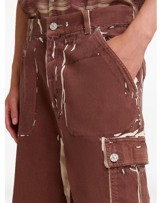 Marni Brown Belt-Loop Printed Shorts for men