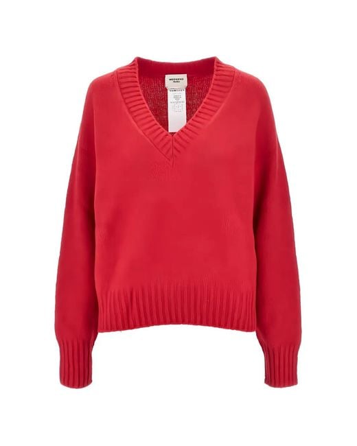 Weekend by Maxmara Red V-Neck Knitted Sweater