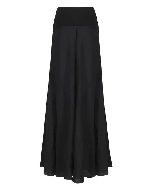 Johanna Ortiz Black Pleated Elastic-Waist Skirt