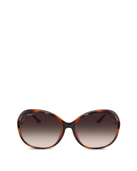 Ferragamo Eyewear Brown Oval-Frame Sunglasses
