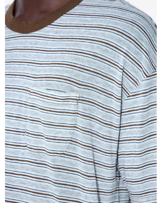 Visvim Blue Striped Chest-Pocket T-Shirt for men