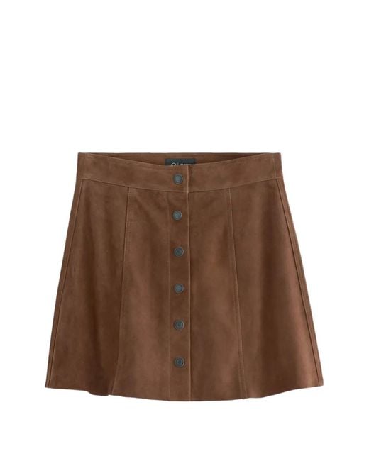 AG Jeans Brown Button-Fastening A-Line Mini Skirt