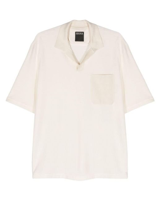 Zegna White Terry-cloth Polo Shirt for men