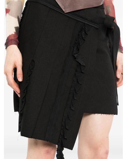 OPEN YY Black Pleated Wrapped Mini Skirt