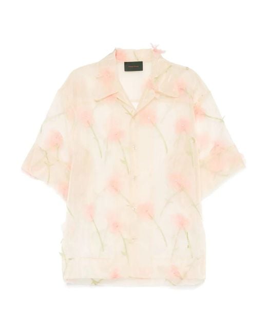 Simone Rocha White Carnation Organza Shirt for men
