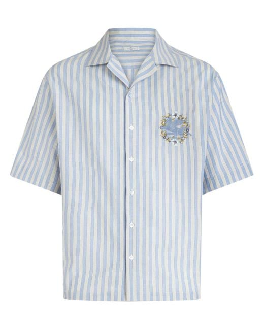 Chemise en coton à logo brodé Etro pour homme en coloris Blue