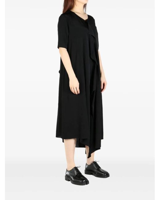 Yohji Yamamoto Black Asymmetric Midi Dress