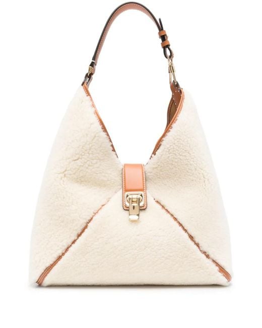 Ermanno Scervino Natural Mittelgroße Schultertasche aus Shearling