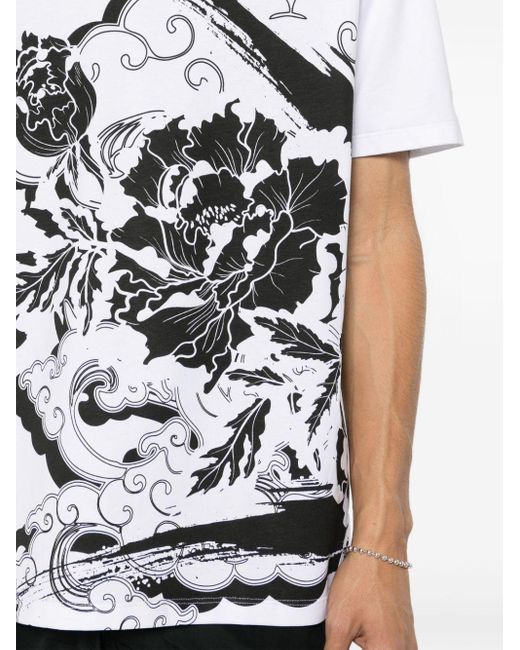 T-shirt en coton à imprimé floral Balmain pour homme en coloris White