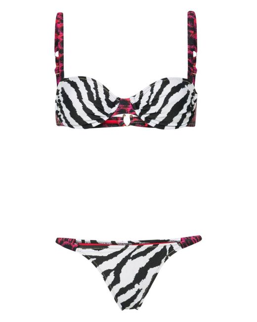 Reina Olga Black Marti Animal-print Bikini Set