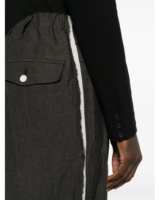 Yohji Yamamoto Black Seam-Detail Tapered Trousers for men