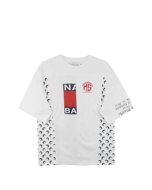 MARINE SERRE White T-Shirt Upcycled À Empiècements for men