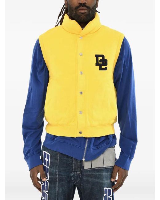 DSquared² Blue Monogram-Embroidered Sleeveless Gilet for men
