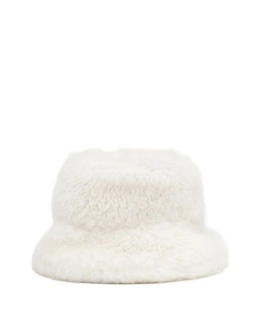 Moncler White Shearling-Trimmed Bucket Hat